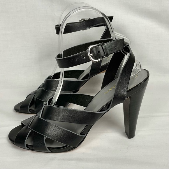 Cole Haan Nike Air Lainey Black Heel Sandals Sz 8 Strappy Slingback Ankle Strap - Picture 1 of 9